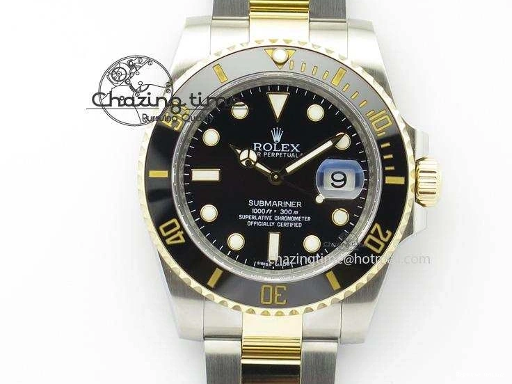 0301 Submariner 116613 LN Noob 1:1 Best Edition YG Wrapped Bezel Black Dial On SS YG Bracelet A Neat 3961